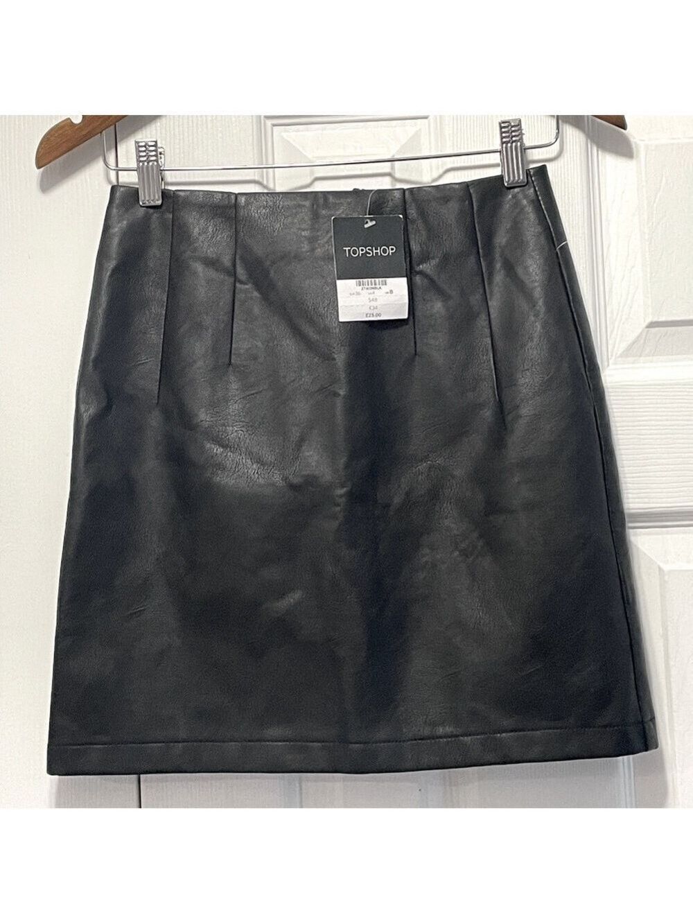 NWT Brand New Topshop faux leather mini skirt black size 4